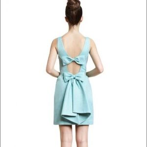 Erin Featherston Blue Bow-Back Dress 6/8 Medium